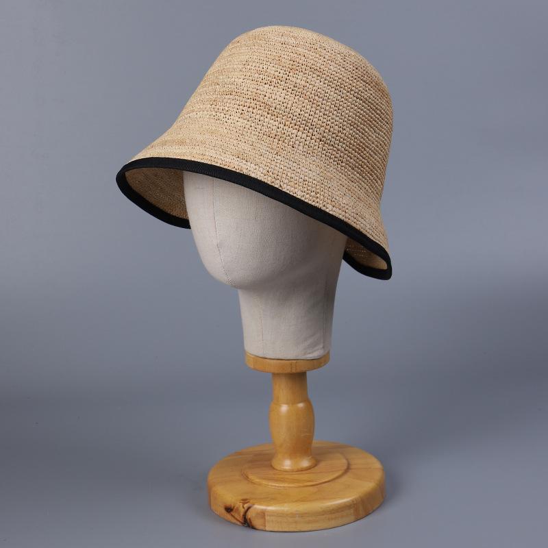 Small Brim Irregular Raffia Bucket Hat Women's Summer Simple Casual Straw Hat Fashion Trend Basin Hat