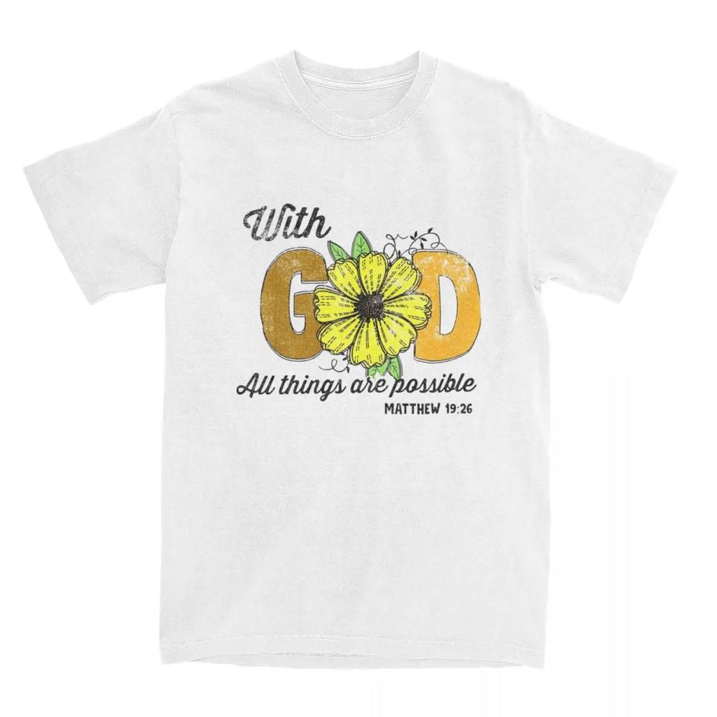 Sunflower Prayer Faith T Shirt With God All Things Are Possible Tee Shirt T-Shirts  Graphic Printed Clothing