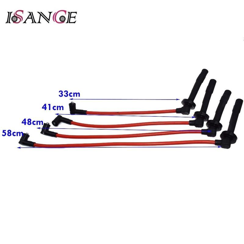 ISANCE Ignition Spark Plug Wire Cable Set D15 D16 10.2mm For Honda Civic DX LX CX EX SI 1.5L & 1.6L 1992 1993 1994 1995