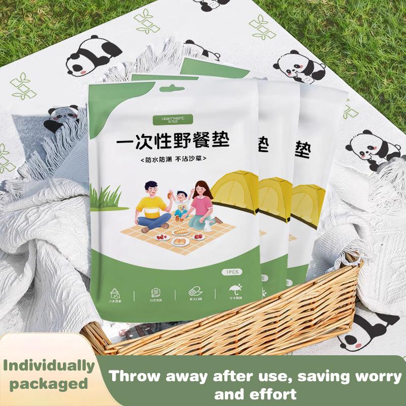 1Pc Disposable Picnic Mat Double-Layer Printing Travel Outdoor Barbecue Travel Sheets Thickened Moisture-Proof , Moisture-Proof