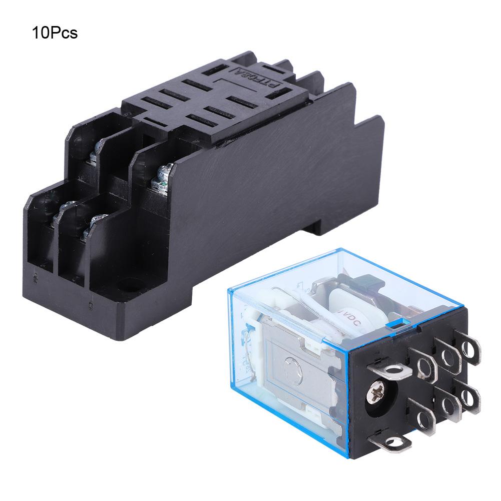 10Pcs 8 Pin Relay Base Set Coil High Quality Electronic Component LY2NJ DC 24V