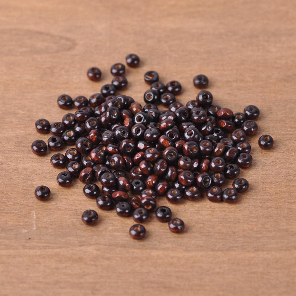 1000pcs Round 4mm Plated Coated Color Natural Wood Small Loose Spacer Beads for DIY Crafts Woodcraft Jewelry Making Accessories