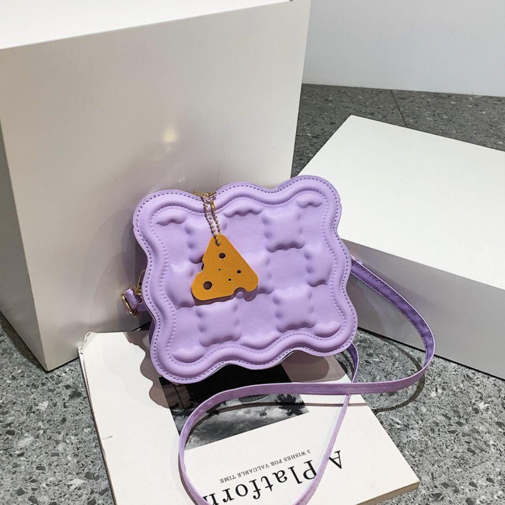 PU Leather Casual Messenger Bag Mini Crossbody Bag Simple Cheese Shoulder Bag Shopping