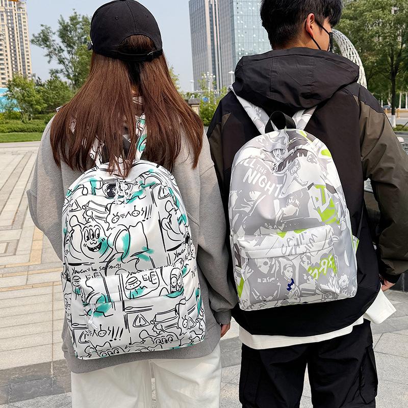 Schoolbag new schoolbag large capacity backpack graffiti printing Korean version high school student trend backpack leisure student backpack