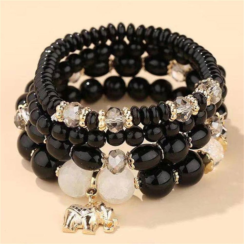 DIEZI New Korean Multicolor Crystal Beads Elastic Rope Bracelets For Women Elephant Wrap Strand Bracelet Men Pulseira Feminina