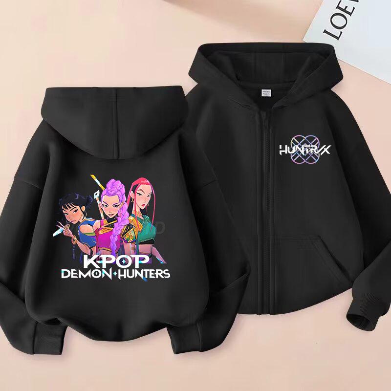 Kpop Dämonenjäger Reißverschluss Kapuzenpullover Kinder Rumi Zoey Cartoon Mode Reißverschluss Sweatshirt Junge Mädchen Lässige Oberteile Kinderkleidung Geschenk