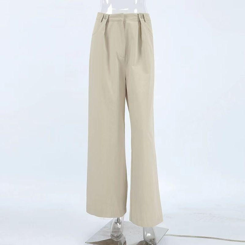 

Европейские и американские новые универсальные повседневные брюки с высокой посадкой, модные свободные брюки, повседневные брюки с высокой талией Khaki L