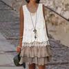 2024 Women's High-End Lace Stitching Sleeveless Holiday Dress
