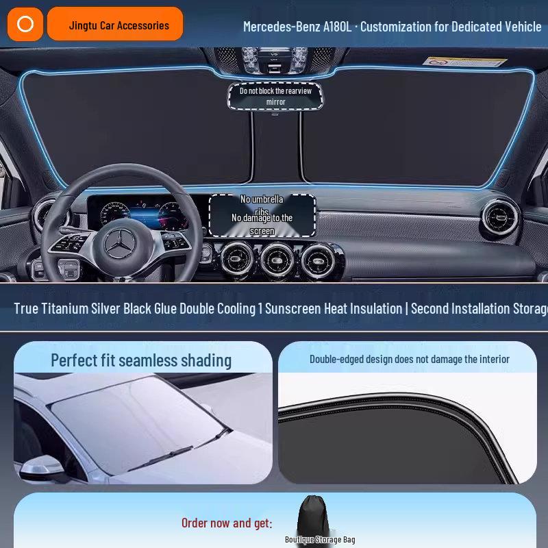 Mercedes Sunshade for GLC, C260L, E300L, GLB C-Class - Windshield Heat Insulation Curtain