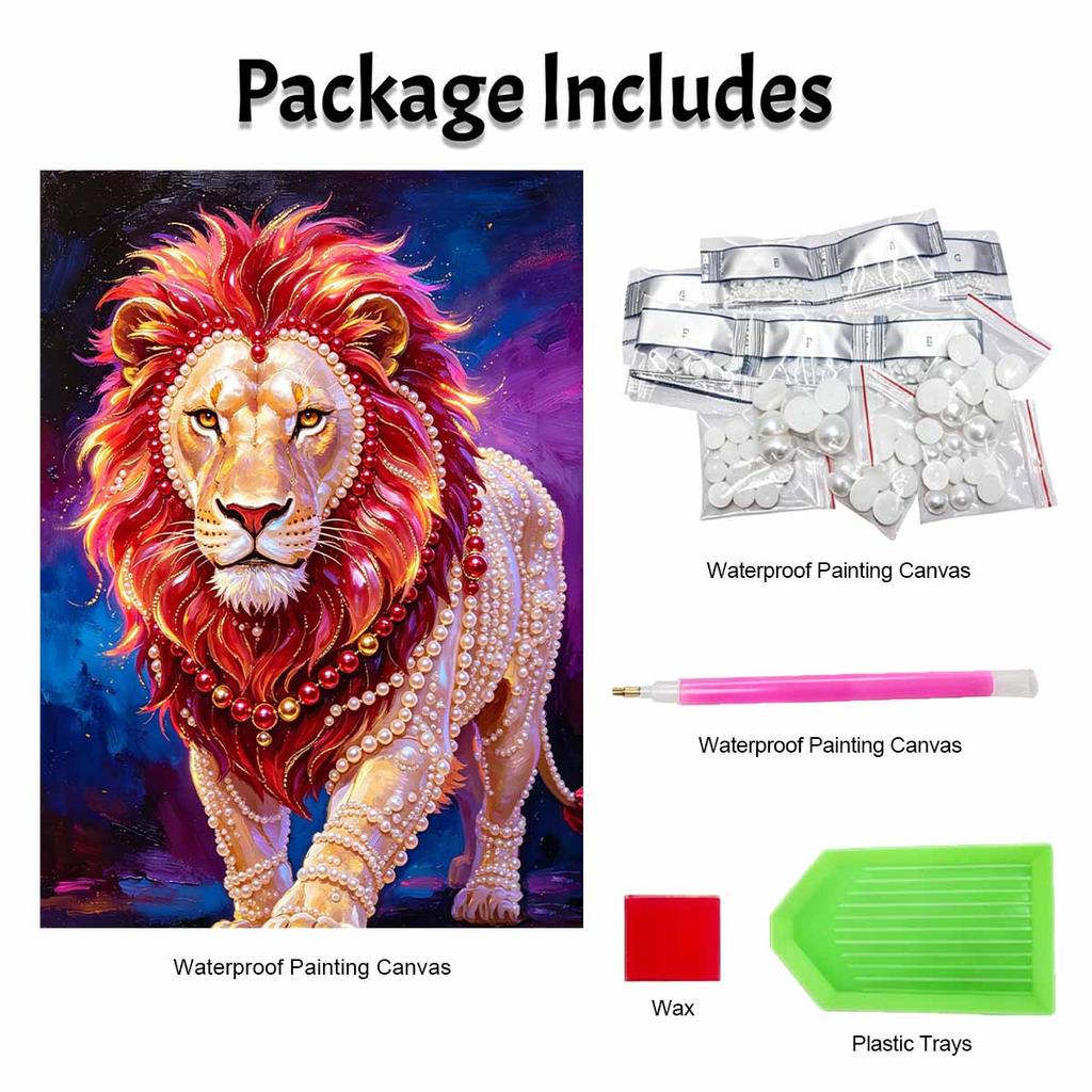 Majestic Lion Pearl Kit 5D DIY Rhinestone Art Craft for Home Desktop Decoration Relaxing Handmade Gift
