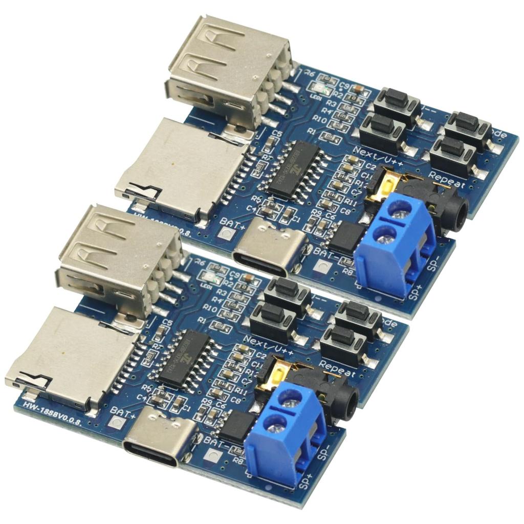2PCS Type-C USB TF Card U Disk MP3 Format Decoder Board Module Amplifier Decoding Audio Player DC 3.7~5.5V