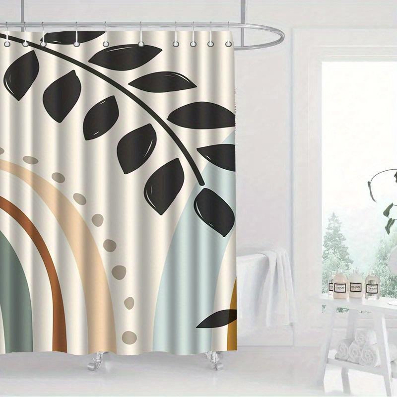 

Elegant Leaf Pattern Shower Curtain With Hooks - Machine Washable Polyester, Perfect For Bathroom Dcor. W60H190(CM)-1 Pcs