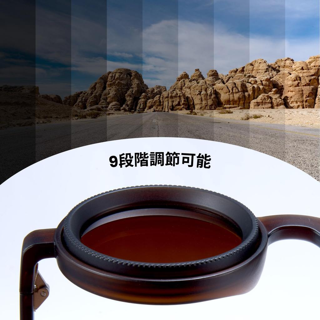 [Cyxus] Adjustable Sunglasses, Polarized Lenses, Round Variable ND Filter, 9-Level Adjustment, UV Protection, Stylish, P1323 (Dark Brown)