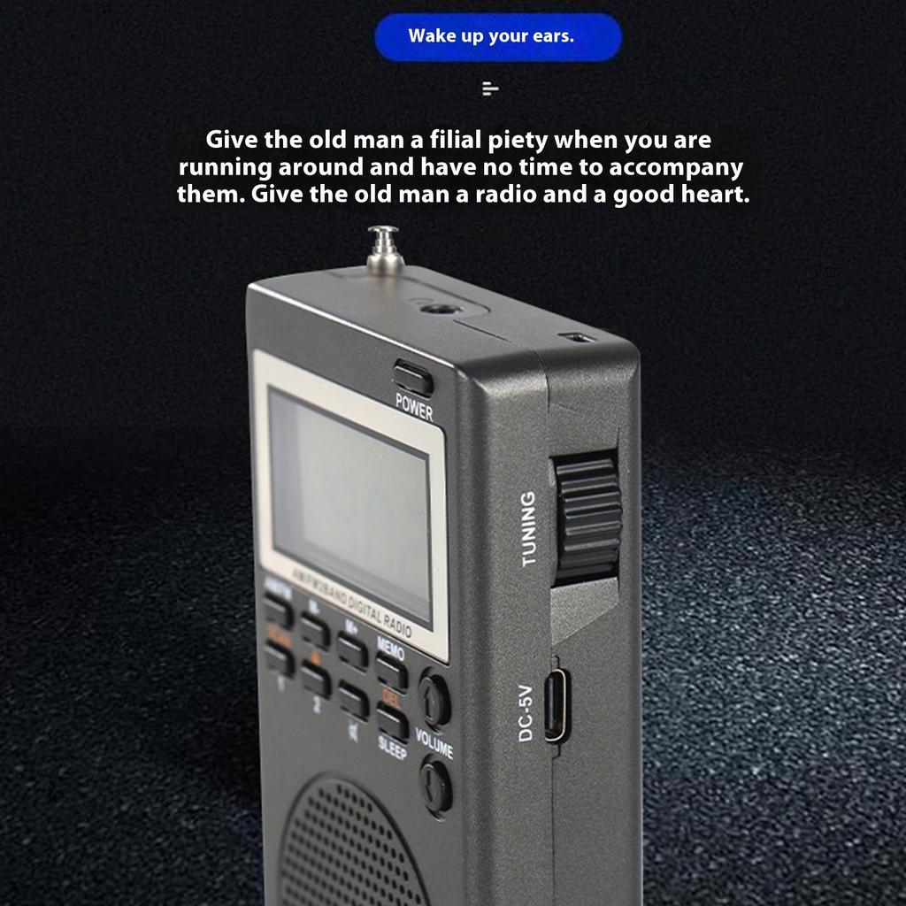 Digital Multiband Radios With NOAA Alerts Sleep Function Temperature Display 1000mAh Battery 3.5mm External Antennas Port