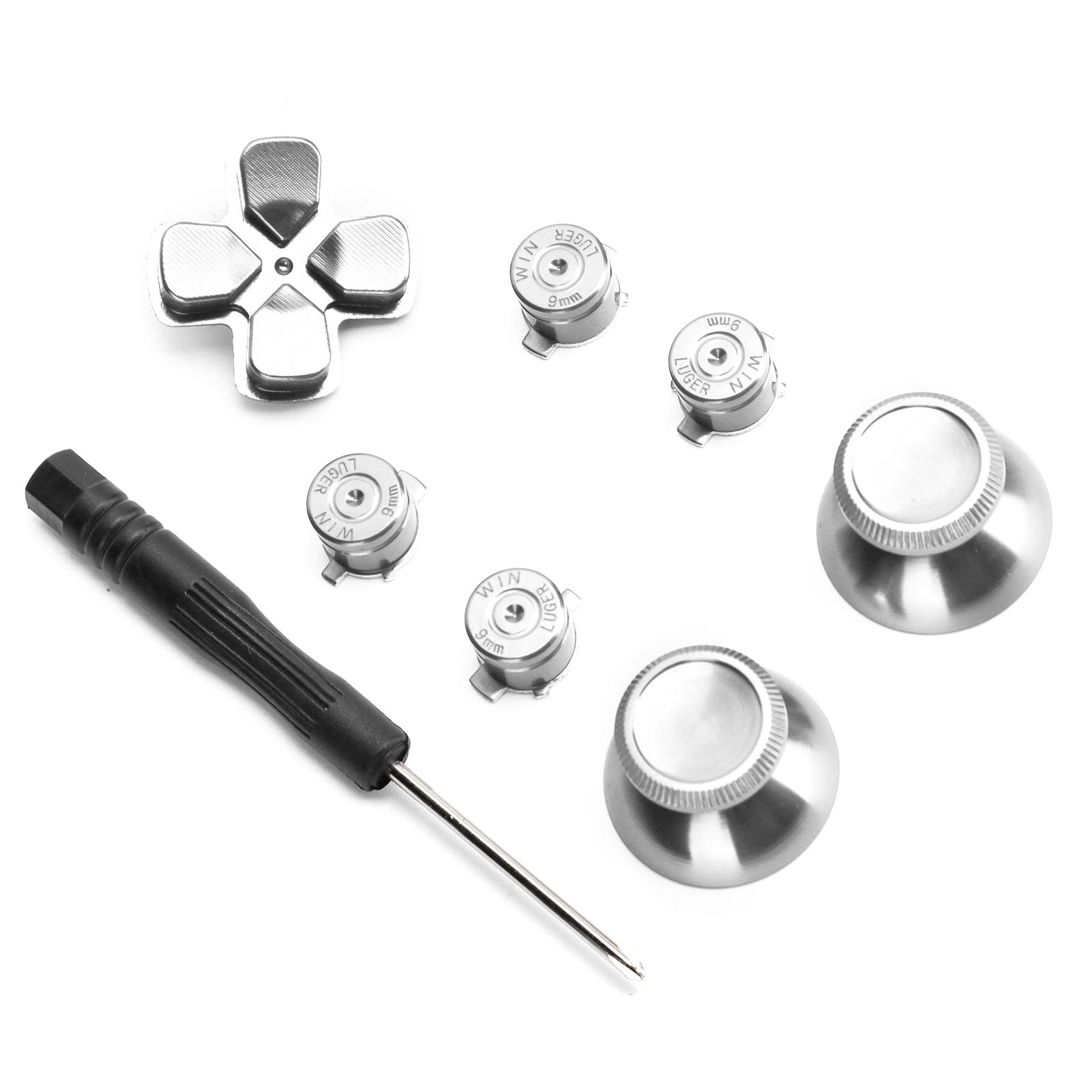 

Игровой контроллер, кнопки из алюминиевого сплава, набор джойстиков, запасные части для PS4Silver серебряный