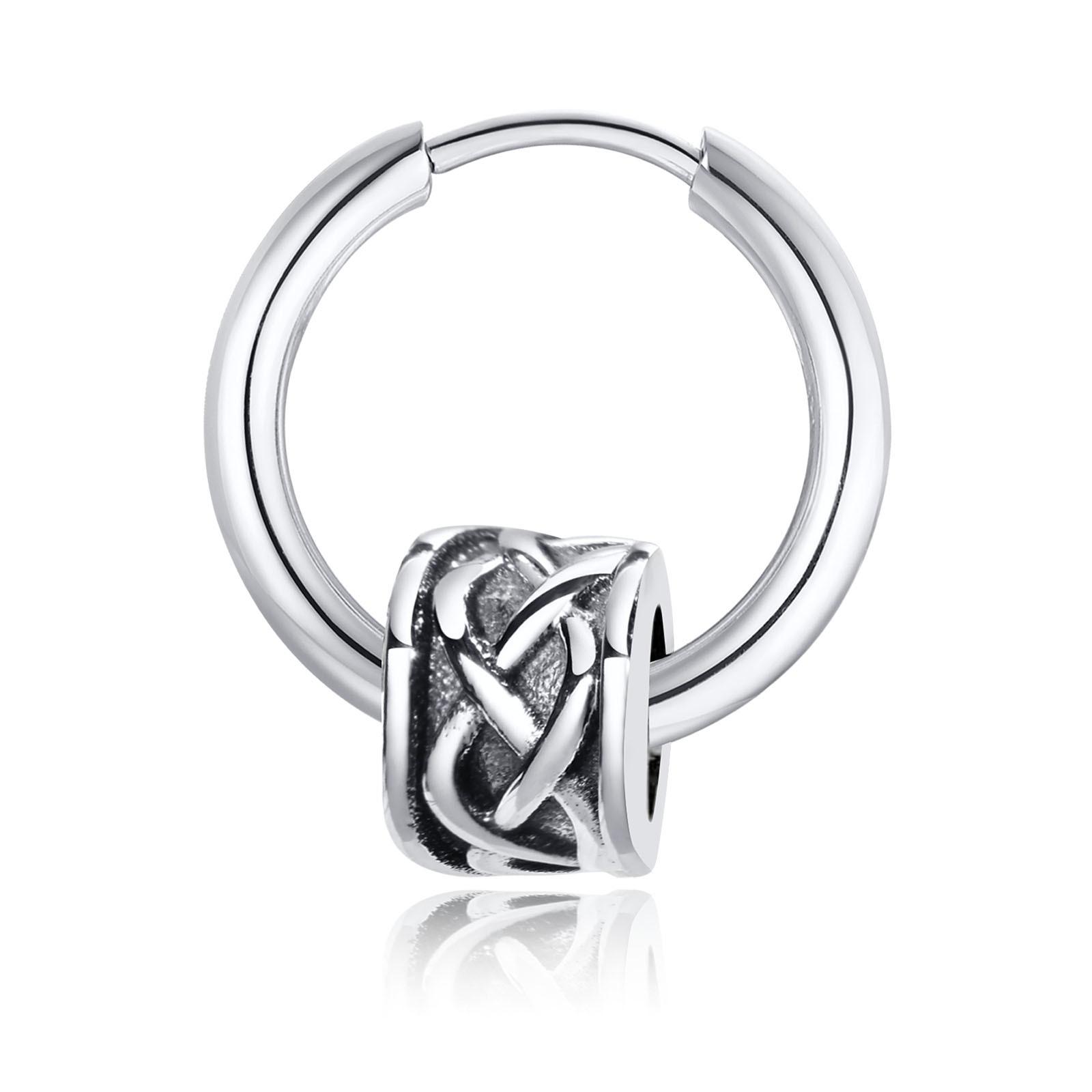Retro Celtic Knot Tube Hoop Earrings for Men, Waterproof Stainless Steel Small Hoop Huggies Viking Jewelry