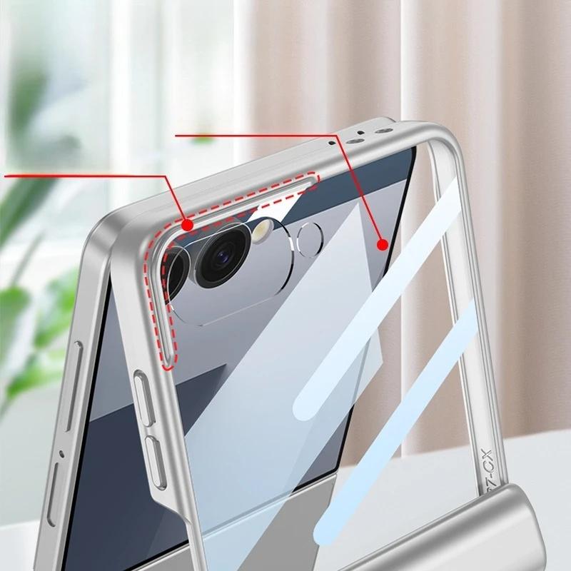 Magnetic Hard Cover for Samsung Galaxy Z Flip 7 FE 6 Flip7 Flip6 5G Phone Case with Tempered Film Hinge Protection