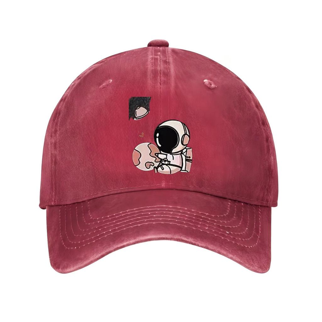 Astronaut Planet Print Baseball Cap Adjustable Casual Polyester Breathable Sports Hat Adult Cap