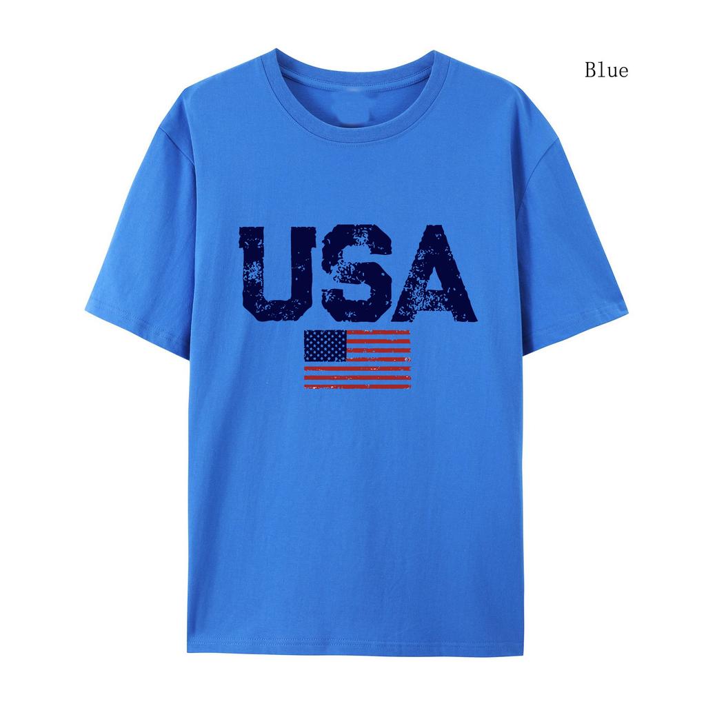 Usa Letters American Flag Stars And Stripes Mens T-shirt  Clothing Loose T-shirt Autumn Pullover Hoodies Casual T-shirt