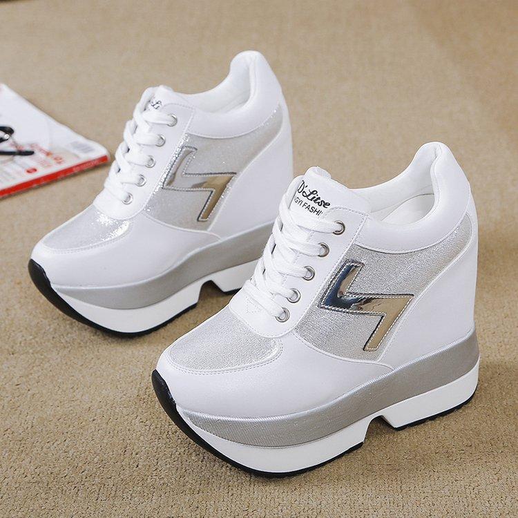 Women's Ankle Boots 2025 Spring Leather Chunky Shoes Woman Platform Height Increased Sneakers 10CM Thick Sole Wedges White Boots