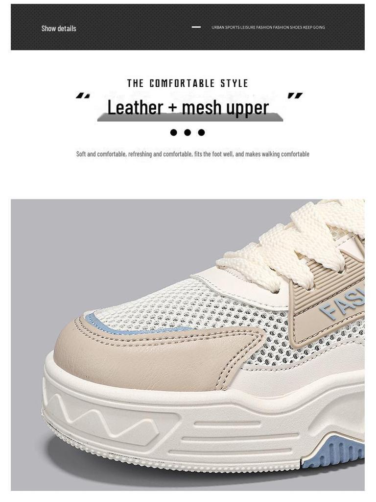 Men's Summer 2024 Trendy White Mesh Sneakers: Breathable and Stylish