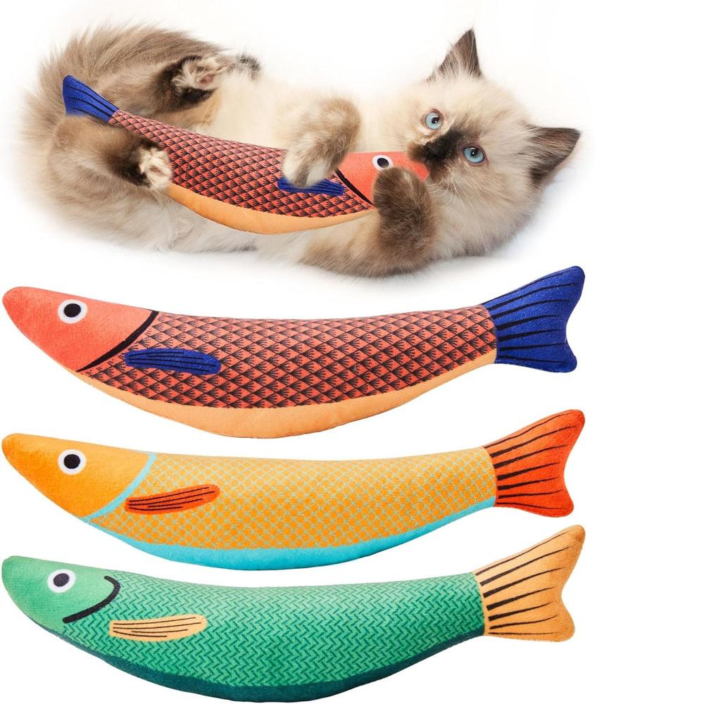 

3 Pack Catnip Saury Shaped Cat Toys, Plush Soft Toys for Kittens Indoor, Durable Kitten Exercise and Play Toysnd Play Toys