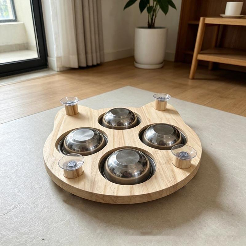 Dog Nail Board With Metal Treat Bowl for Puppies Medium and Large Dogs, Wooden Scratch Station for Indoor Reward Routine and Daily Dog Play