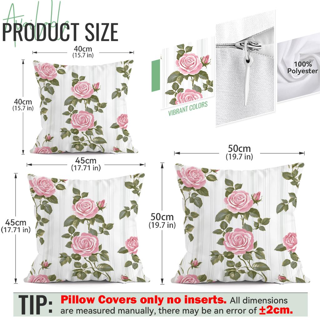 Retro Pink Rose Cushion Pillowcase Printed Polyester 40/45/50Cm Throw Pillowcover Decorative Sofa Cushion Pillowslip Home Decor