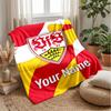 VfB Stuttgart FC Custom Name Text Flannel Blanket Soccer Logo Personalized Fleece Throw Blanket Special Gift For Sofa Bedroom Home
