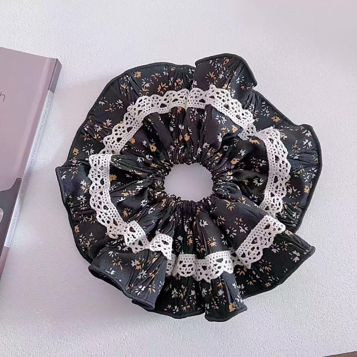 

1 шт. резинка для волос в корейском стиле, пасторальный темперамент, кружевной край с плиссировкой, цветочная, высокая эластичность, аксессуары для волос для хвостика и пучка