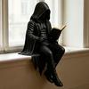 Jijijing Gotische Duistere Fantasie Figuur, Skelet Lezend Boek Beeldje, Academie Huisdecoratie voor Bibliotheek Kantoor Studiekamer Verzamelaar Display Cadeau