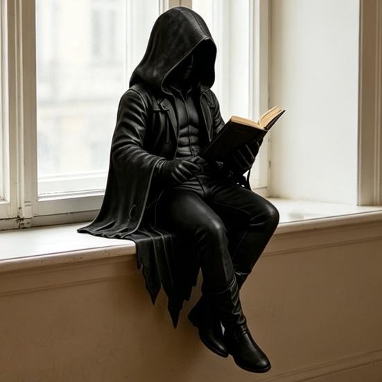 Jijijing Gotische Duistere Fantasie Figuur, Skelet Lezend Boek Beeldje, Academie Huisdecoratie voor Bibliotheek Kantoor Studiekamer Verzamelaar Display Cadeau