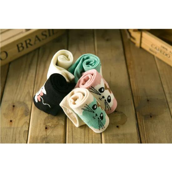 1 Paar Damen Baumwollsocken Cartton Katze Süße Socken für Mädchen Famale Niedliche Kleidersocken Lässig Sommer Niedlich Bequeme Kurze Socken