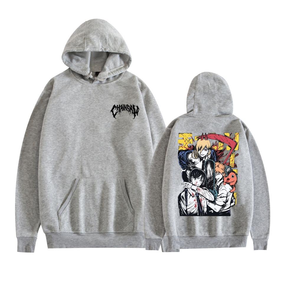 Mens Womens Hoodie Chainsaw Man Anime Hoodies Streetwear Casual Cartoon Printed Hooded Pullover Sweatshirts