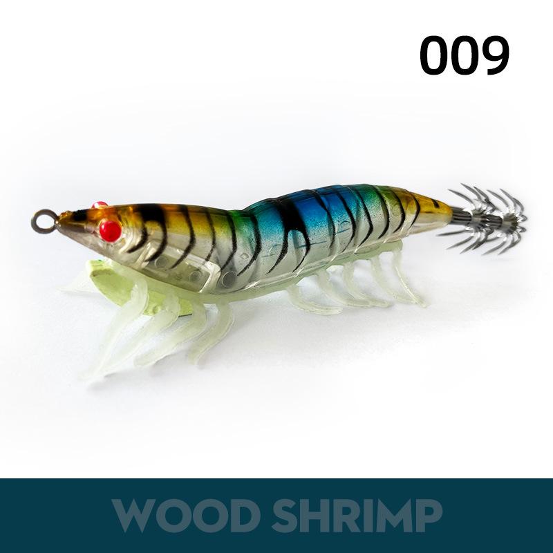 Luminous Wooden Shrimp Squid Hook with Beads and Soft Foot Lure for Sea Fishing and Lobster Bait