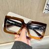Retro Ins Square Eyeglasses Oversized Frame Plain Glasses Personality Anti-Blue Light Glasses  Lady