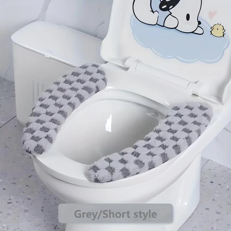 

Thick Washable Toilet Seat Cushion with - Soft Plush Toilet Lid Cover,Non-Slip Ring for s &,All-Season Bathroom Pad (Over Rim)