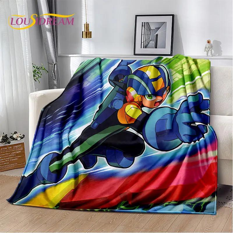 Rockman Megaman Game Cartoon Soft Plush Blanket,Flannel Blanket Throw Blanket for Living Room Bedroom Bed Sofa Picnic Cover Kids