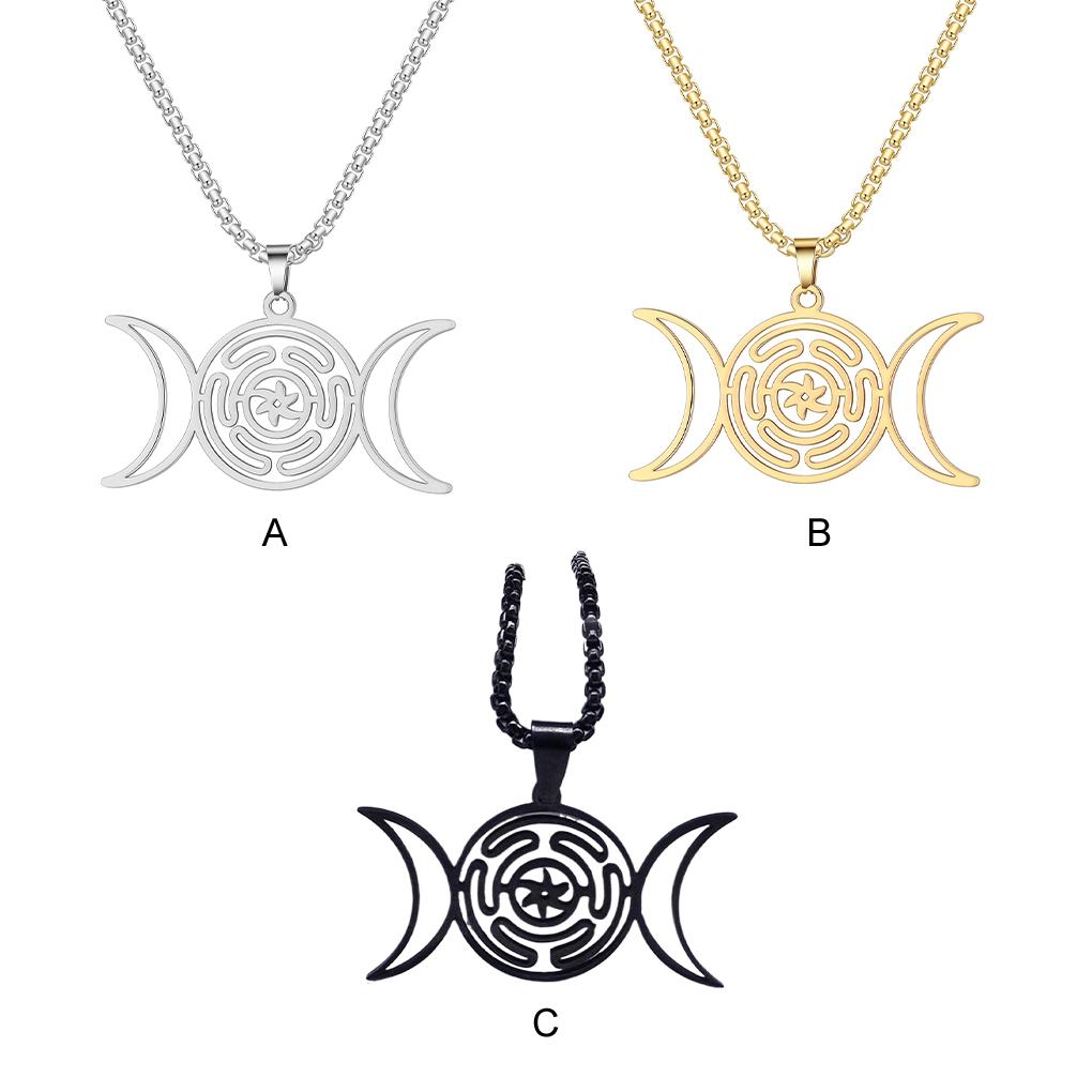 Triple Moon Hecate Necklace For Witches Symbol Witches Knot Necklace Wheel Symbol Necklace