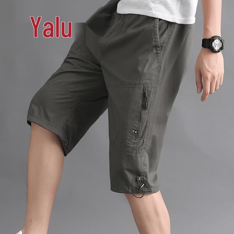 Yalu Men s Loose Fit Cotton Capri Shorts 2XL