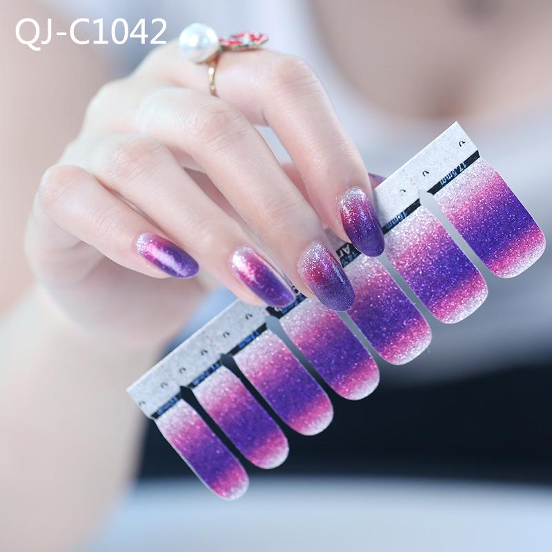 DIY Full Cover Self Adhesive Stickers Polish Foils Tips Wraps Glitter Gradient Shiny Nail Decals