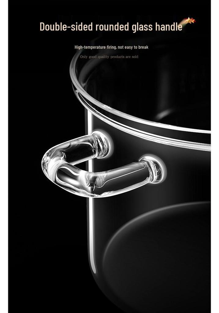 Jidu High-Temperature Resistant Borosilicate Glass Soup and Stew Pot for Gas Flame Cooking