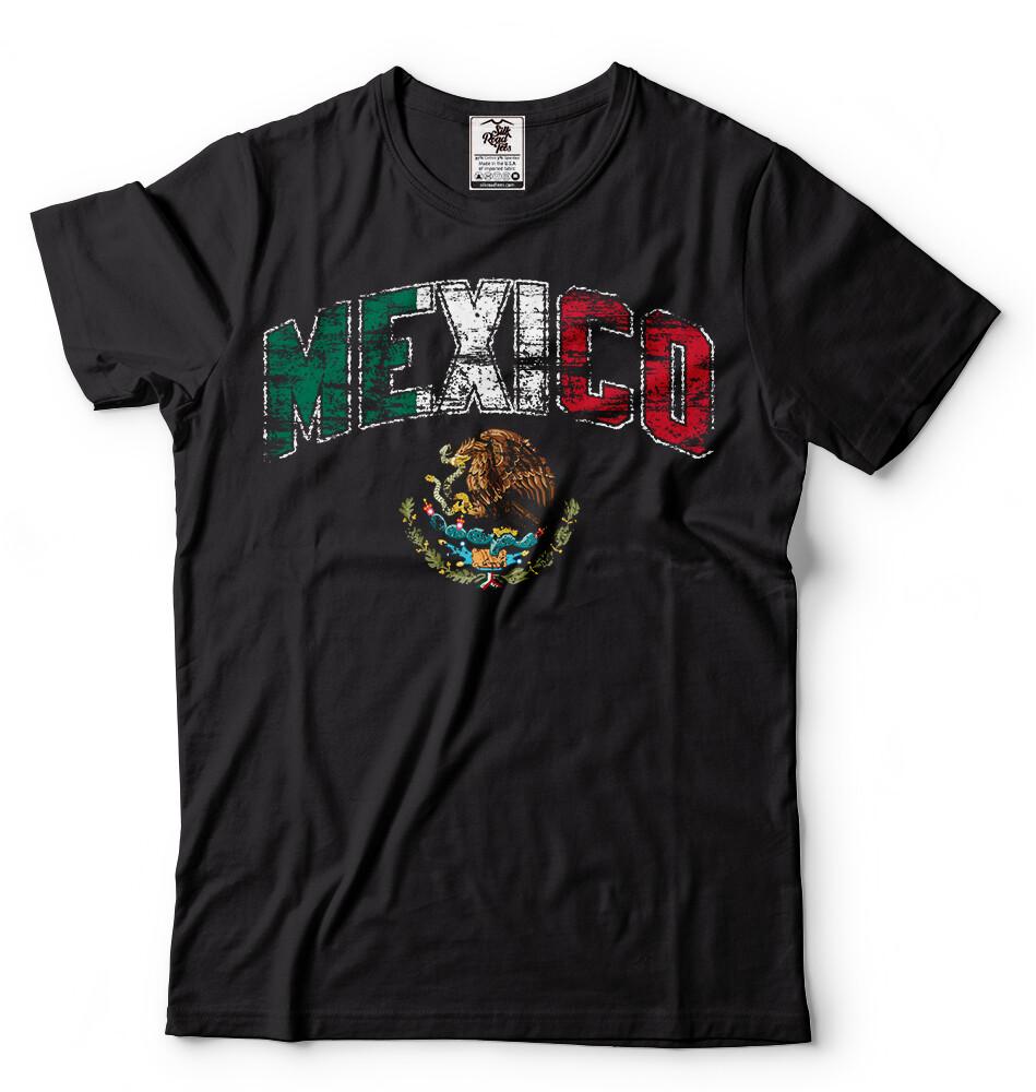 Mexico T-shirt Mexican Heritage Mens Unisex National Flag Eagle Coat of Arms Tee