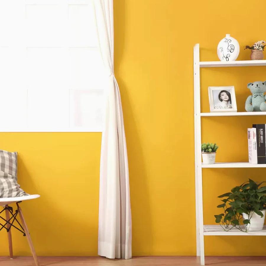 PVC Frosted Yellow Wallpaper Bedroom Wall Renovation Film Self-Adhesive Waterproof Wardrobe Table Desktop Cabinet Door Stickers