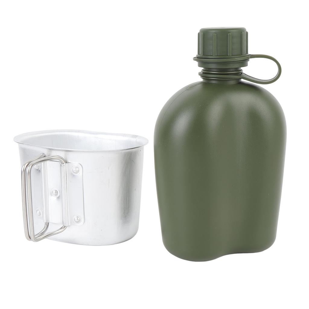 Outdoor Canteen Kit PE 1L Canteen Water Bottle with Bottle Pouch and Cup for Camping Hiking Backpacking