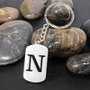 Stainless Steel Alphabet Charm Keychain - Smooth Surface, Retro Style Gift Pendant