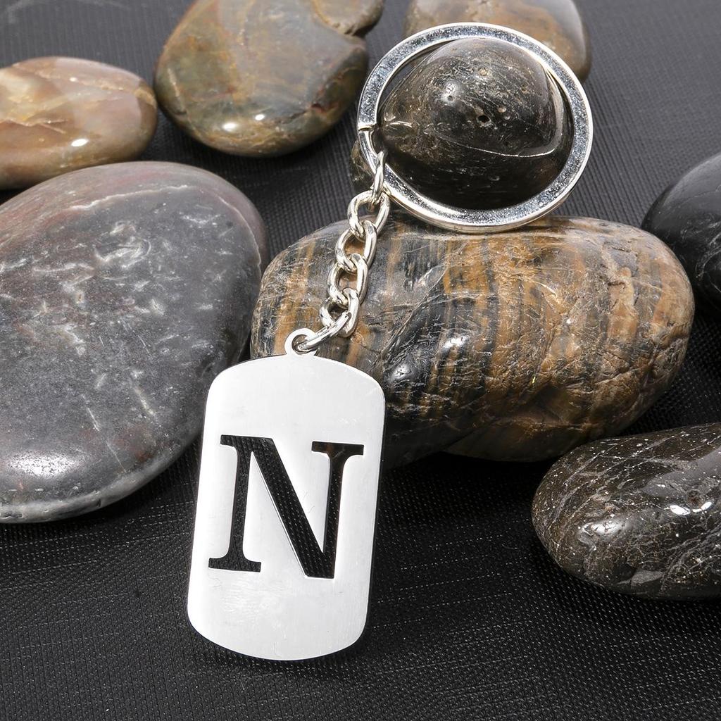 Stainless Steel Alphabet Charm Keychain - Smooth Surface, Retro Style Gift Pendant