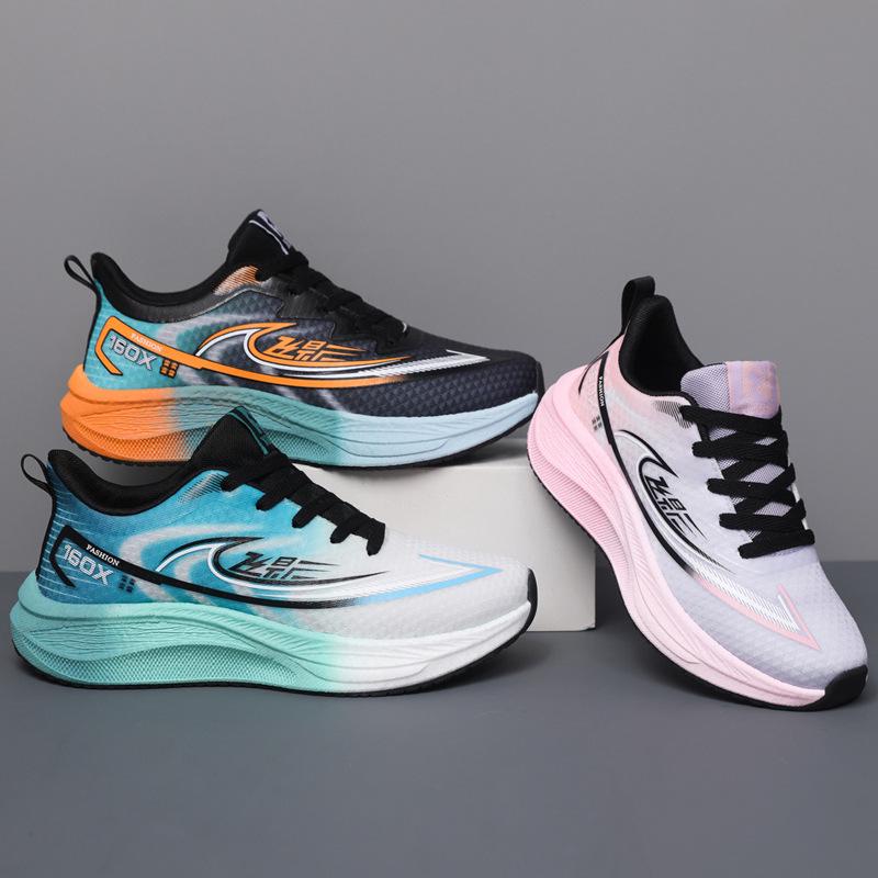 Carbon Fiber Sneakers: Stylish, Breathable, Non-Slip Running Shoes for Men & Women, Trendy Color Block, Wear-Resistant.
