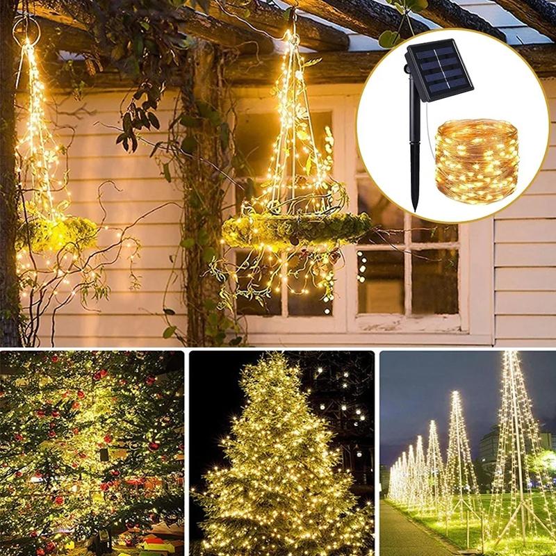 Solar LED Light Outdoor Festoon Lamp Garden Fairy Light String 1~2PC Waterproof Christmas Garland Yard Decoration Lamp 7m/12m