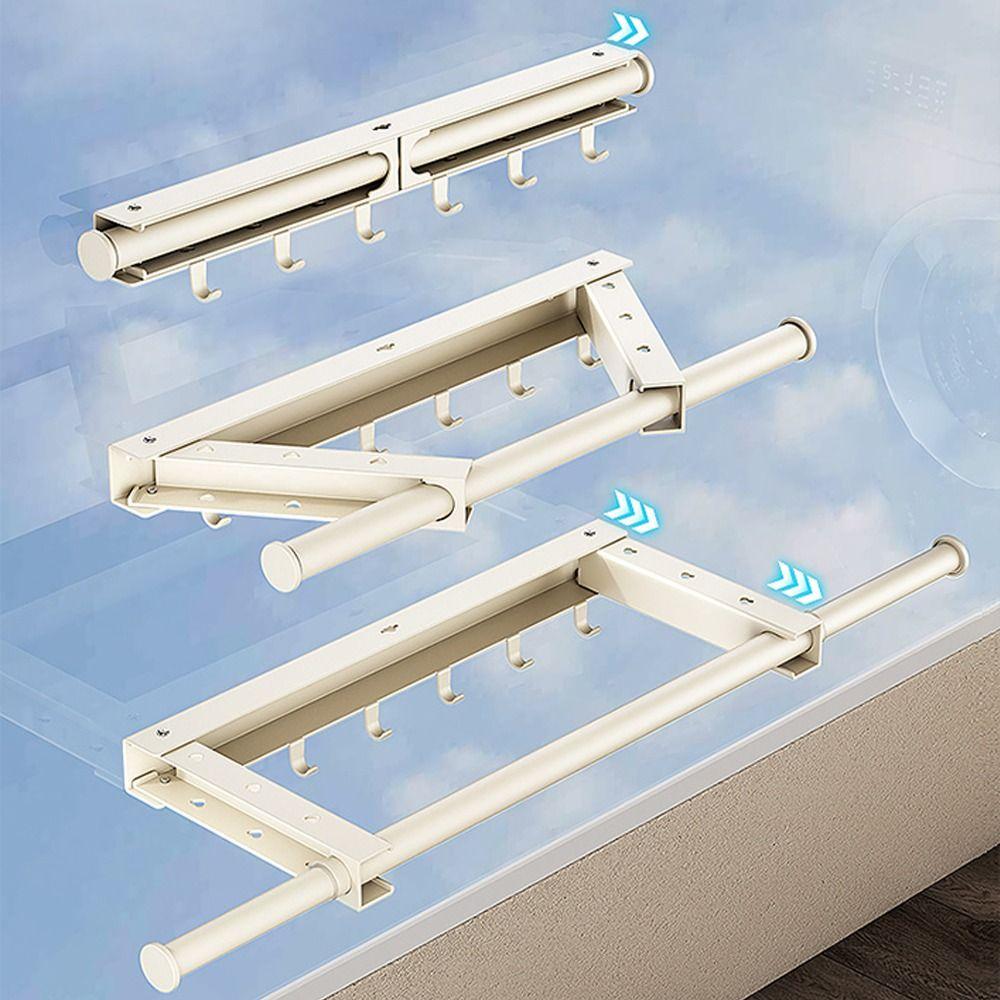 Adjustable Length Clothes Drying Rack Wall Mounted Clothes Hanger Home Stainless Steel Telescopic Clothes Rack Punch-free